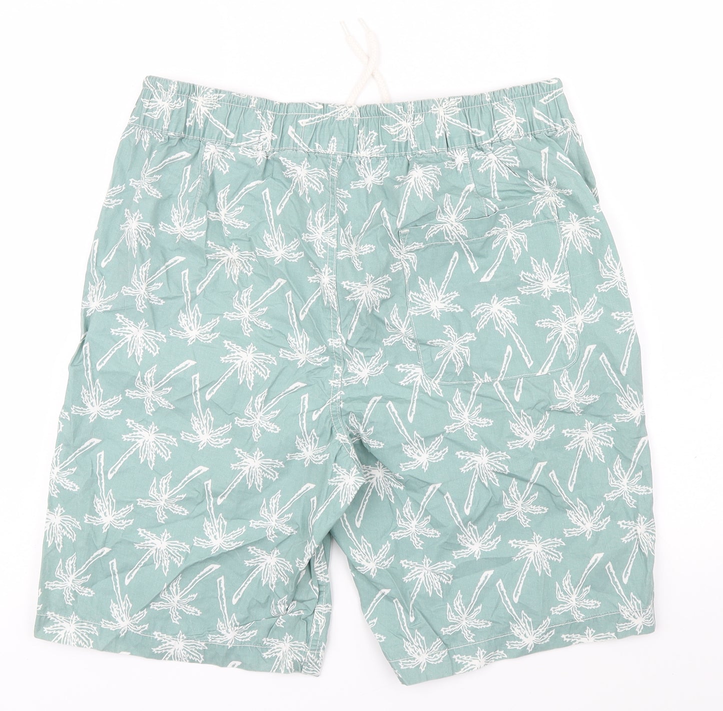 H&M Mens Green Floral  Bermuda Shorts Size M - palm trees