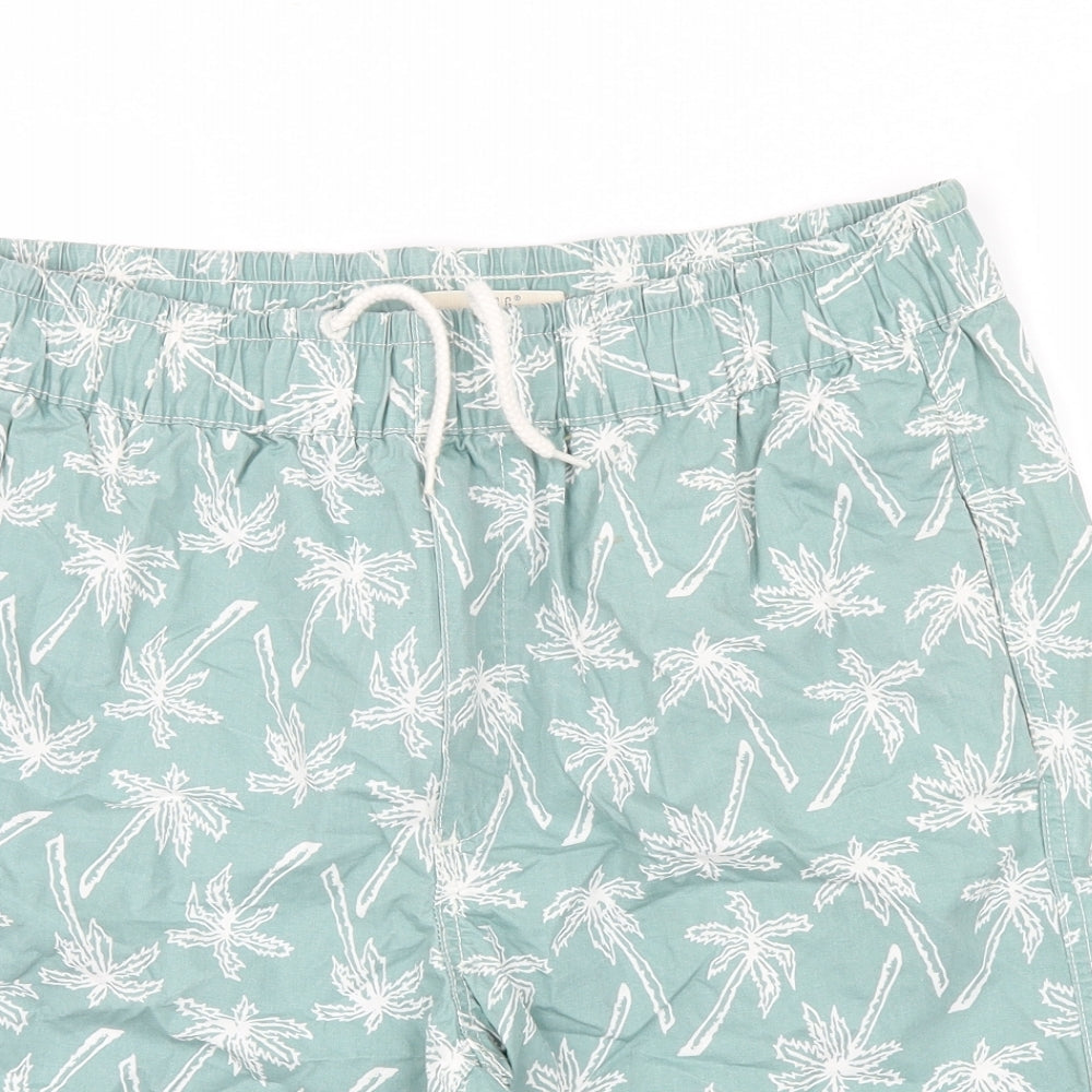H&M Mens Green Floral  Bermuda Shorts Size M - palm trees