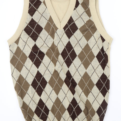 Clothing Unit Mens Beige Geometric  Vest Jumper Size M