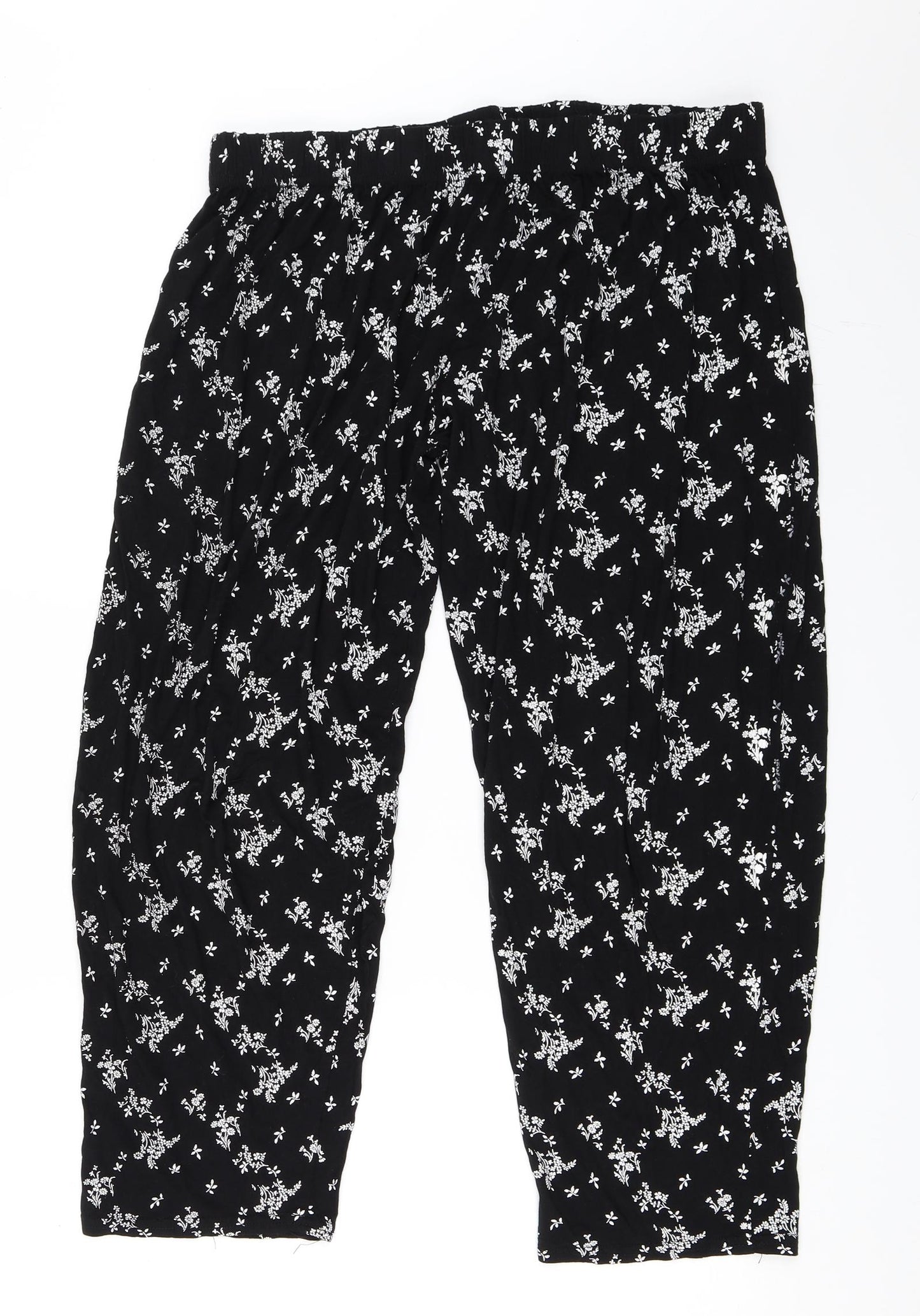 Preworn Womens Black Floral   Pyjama Pants Size 22
