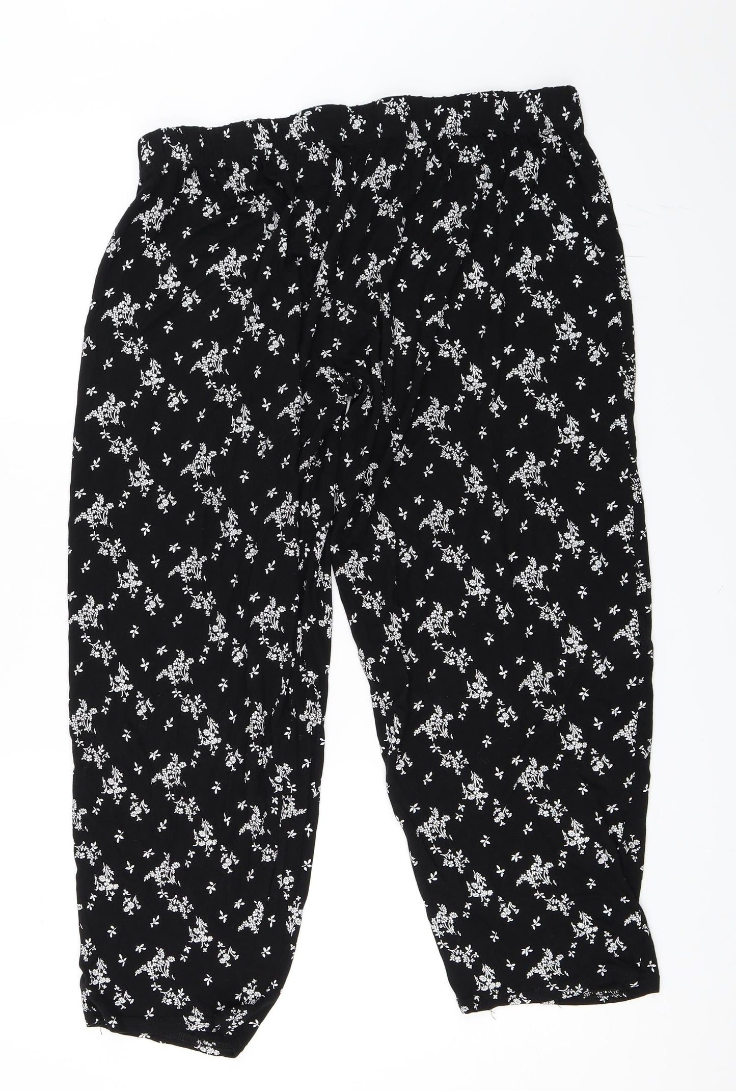Preworn Womens Black Floral   Pyjama Pants Size 22