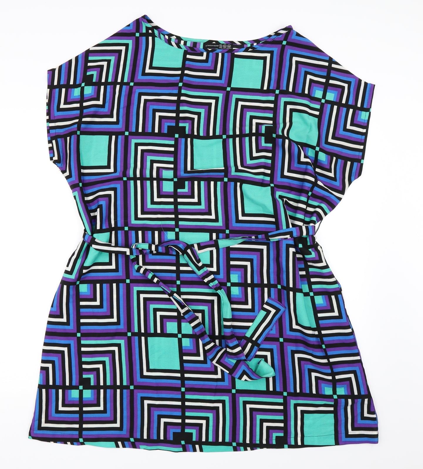 Atmosphere Womens Blue Geometric  Shift  Size 14