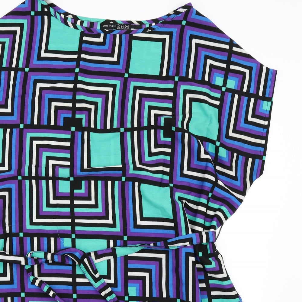 Atmosphere Womens Blue Geometric  Shift  Size 14