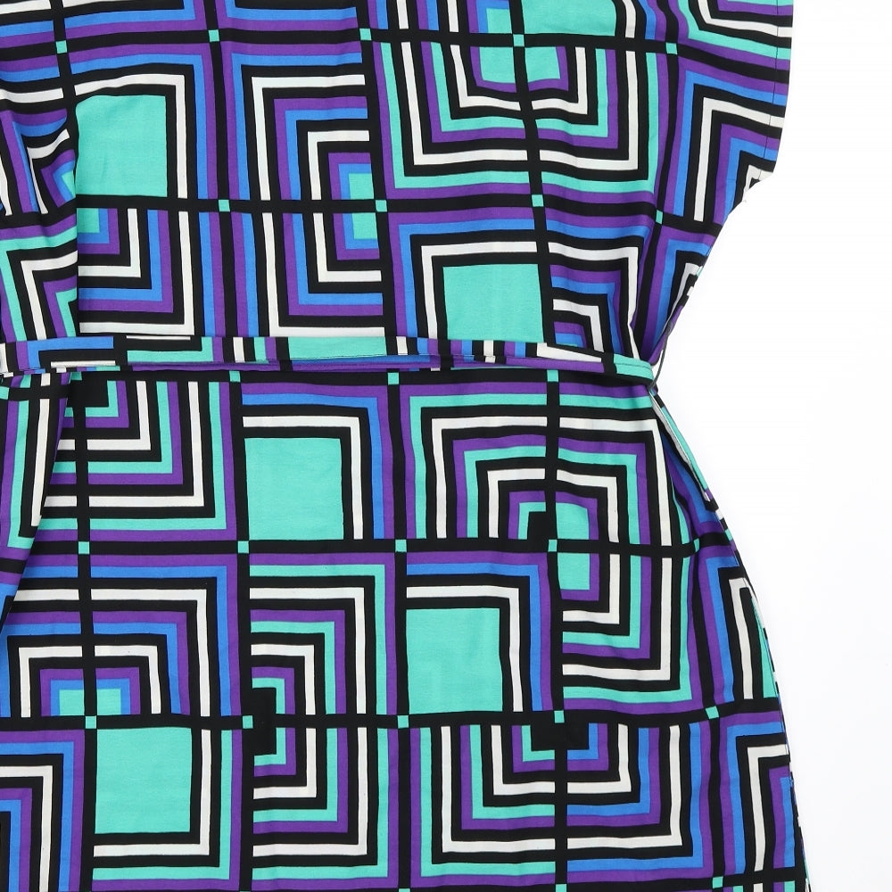 Atmosphere Womens Blue Geometric  Shift  Size 14