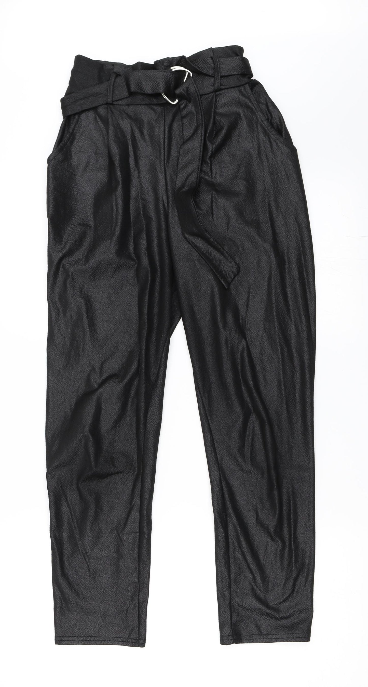 PRETTYLITTLETHING Womens Black   Trousers  Size 8 L25 in