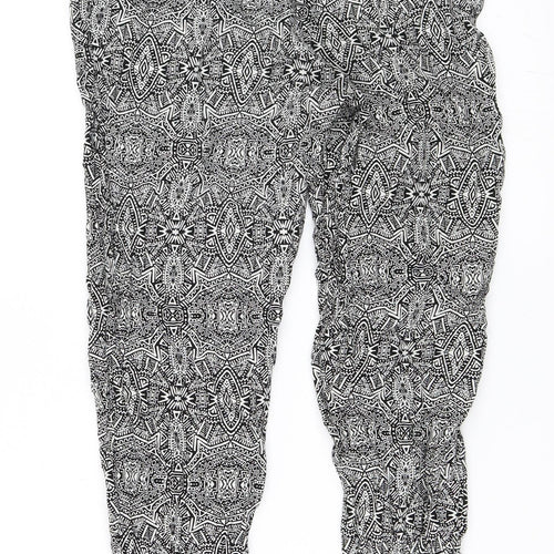 New Look Womens Black Geometric  Jogger Trousers Size 8 L27 in