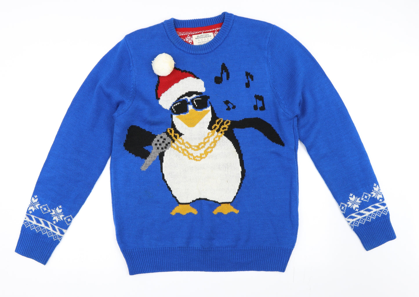 Burton Mens Blue   Pullover Jumper Size M  - christmas penguin