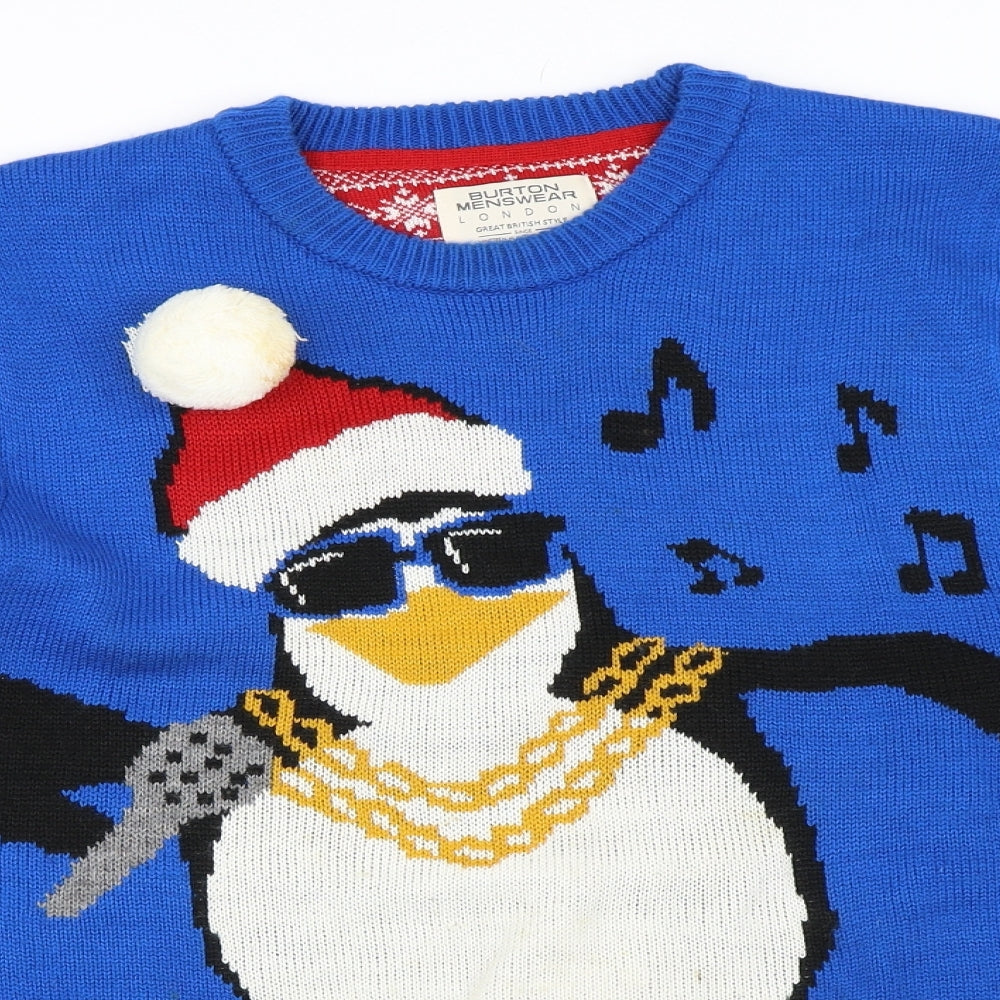Burton Mens Blue   Pullover Jumper Size M  - christmas penguin