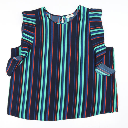 Papaya Womens Blue Striped  Basic Blouse Size 20