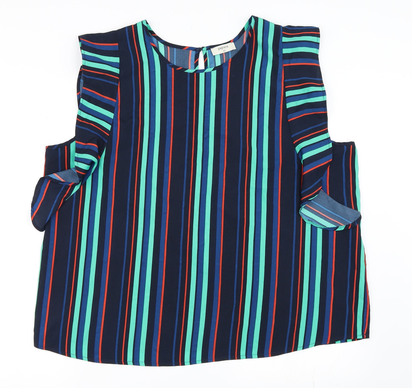 Papaya Womens Blue Striped  Basic Blouse Size 20