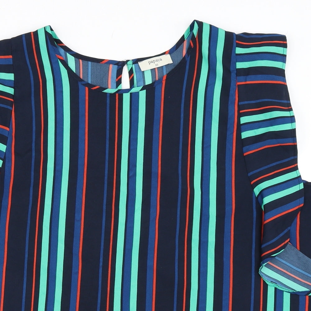Papaya Womens Blue Striped  Basic Blouse Size 20