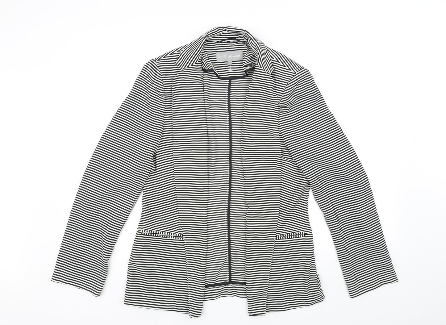 Marks and Spencer Womens White Striped  Jacket  Size 10