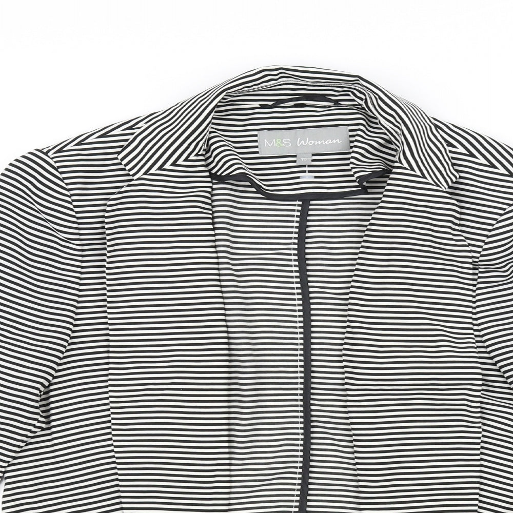 Marks and Spencer Womens White Striped  Jacket  Size 10