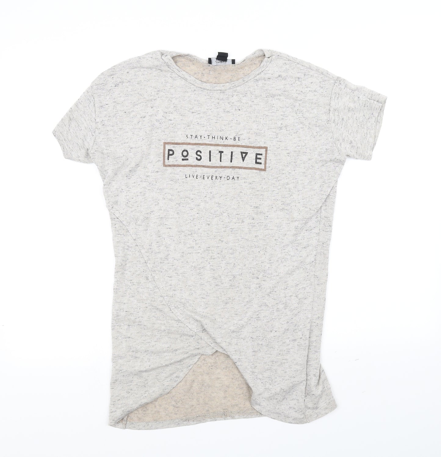 Atmosphere Womens Beige Houndstooth  Basic T-Shirt Size 8