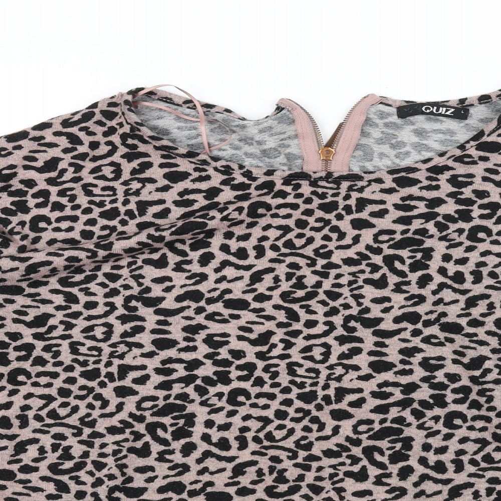 Quiz Womens Pink Animal Print  Pullover Jumper Size L