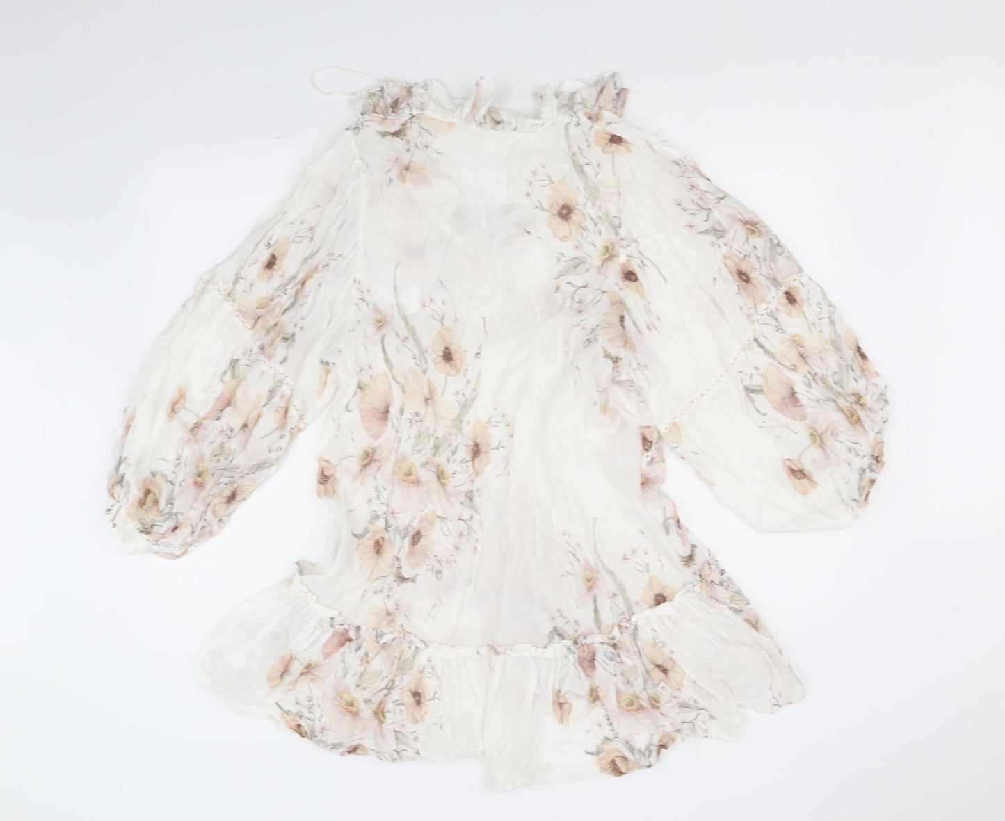 H&M Womens White Floral  Fit & Flare  Size 14