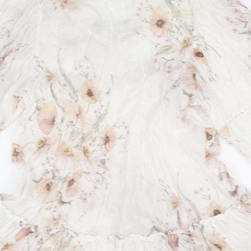 H&M Womens White Floral  Fit & Flare  Size 14