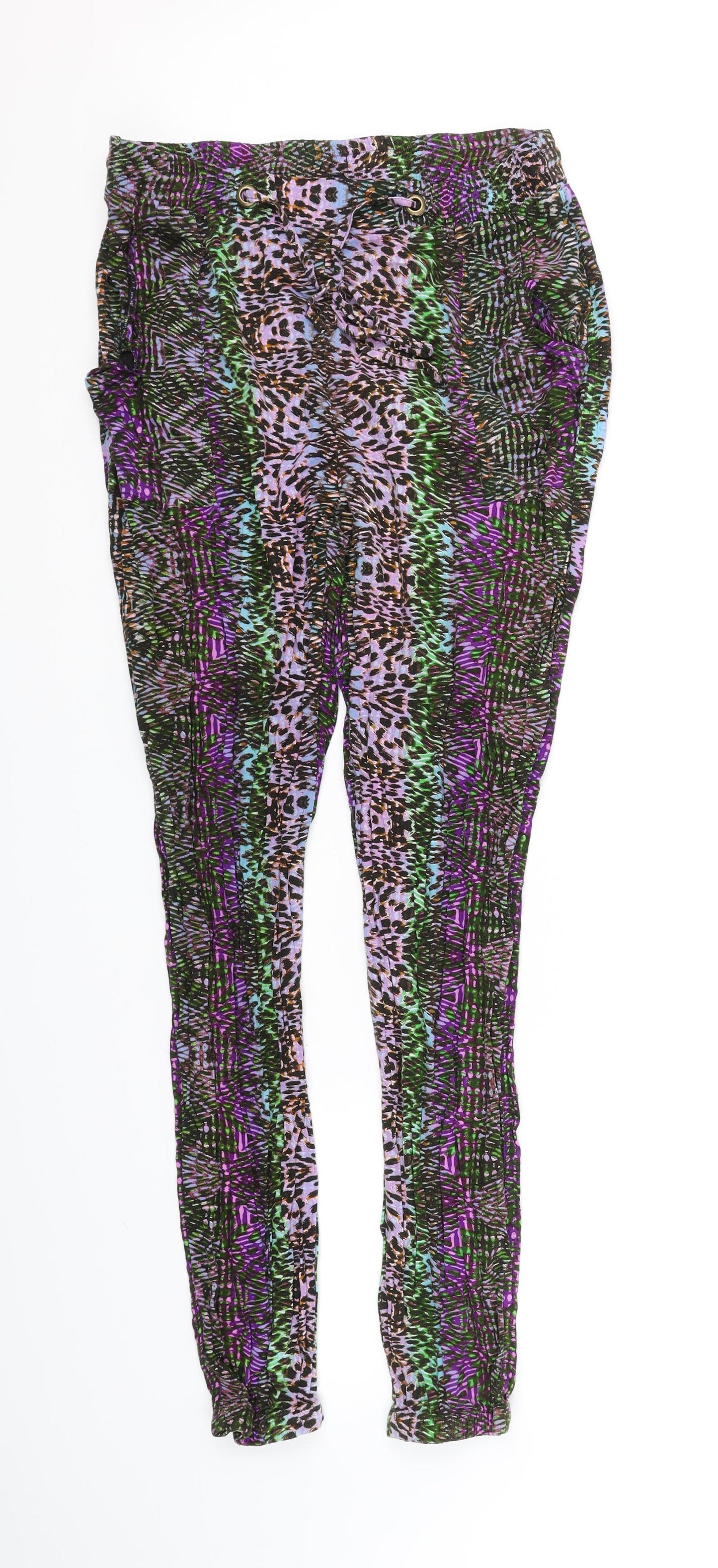 LABEL BE Womens Multicoloured Geometric  Jegging Leggings Size 14 L29 in