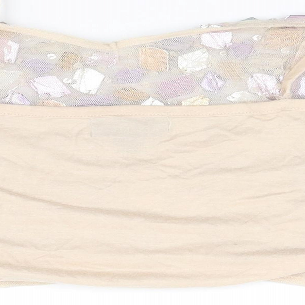 Topshop Womens Beige   Basic T-Shirt Size 14  - jewls detail