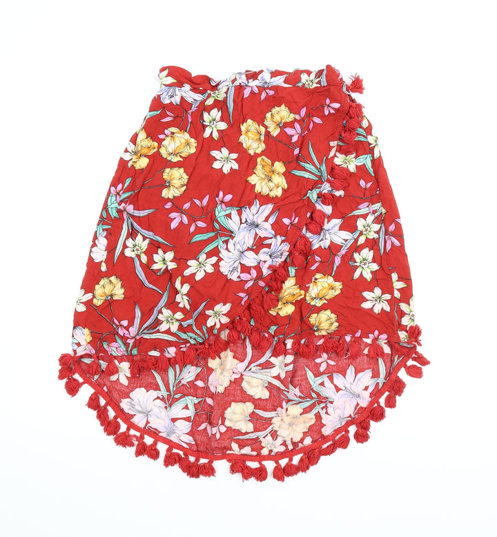 Ambar Womens Red Floral  Wrap Skirt Size XL