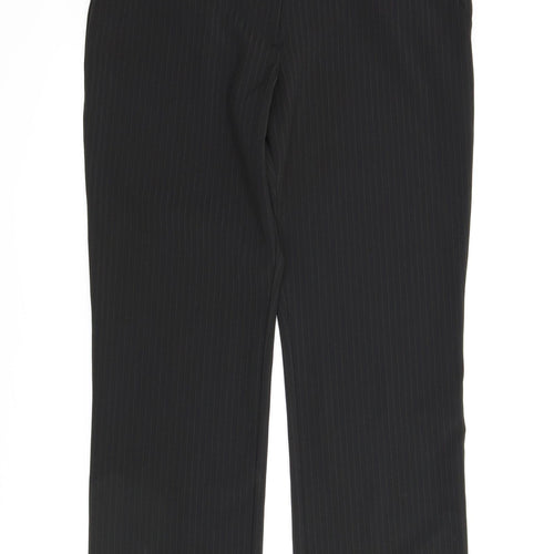 M&S Womens Black Striped  Trousers  Size 14 L28 in