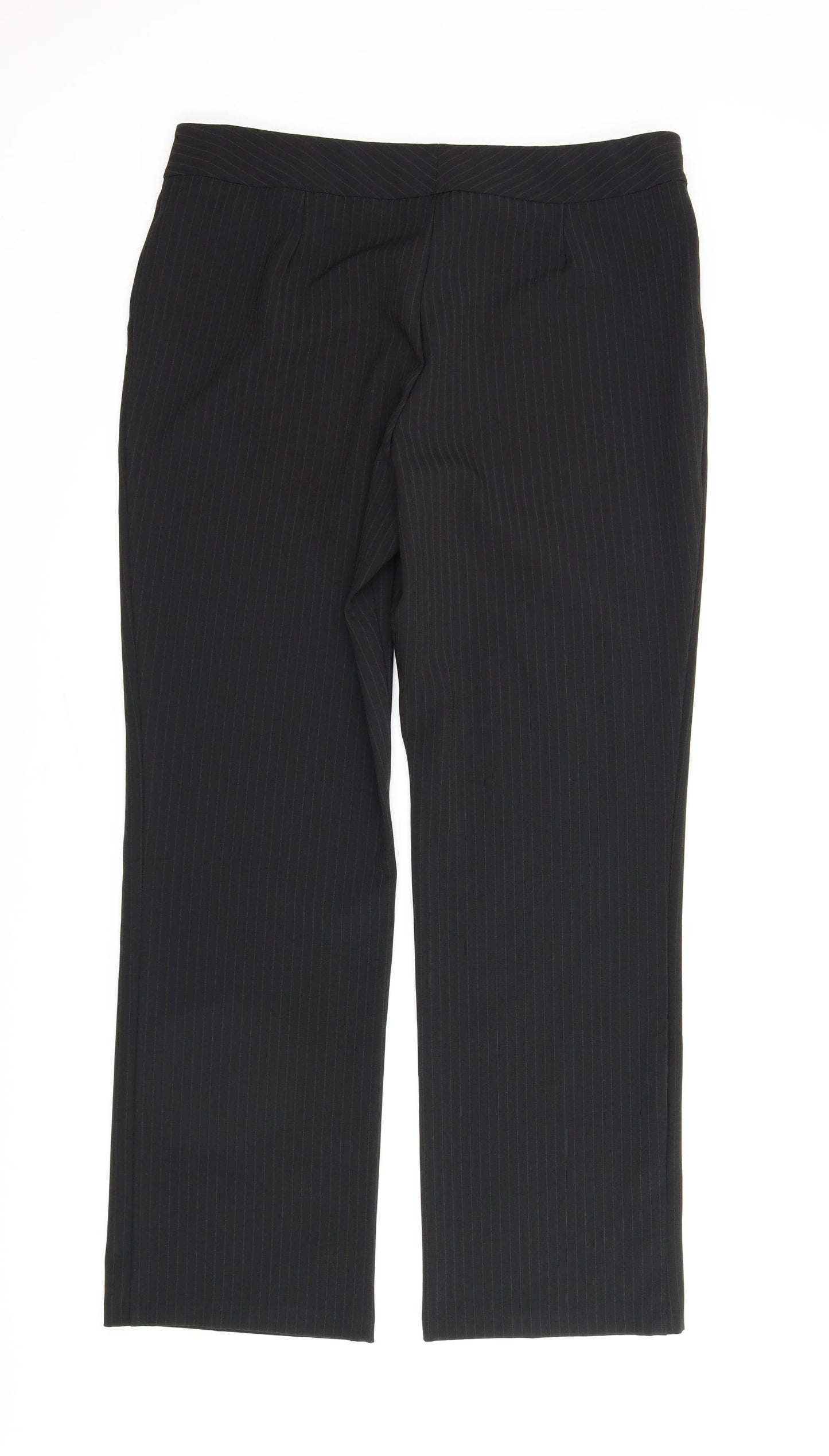 M&S Womens Black Striped  Trousers  Size 14 L28 in