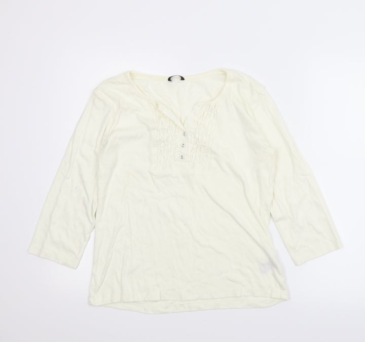 M&Co Womens Ivory Basic Blouse Size L