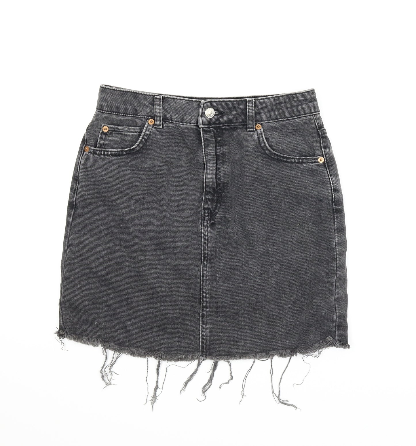 Topshop Womens Grey  Denim A-Line Skirt Size 8