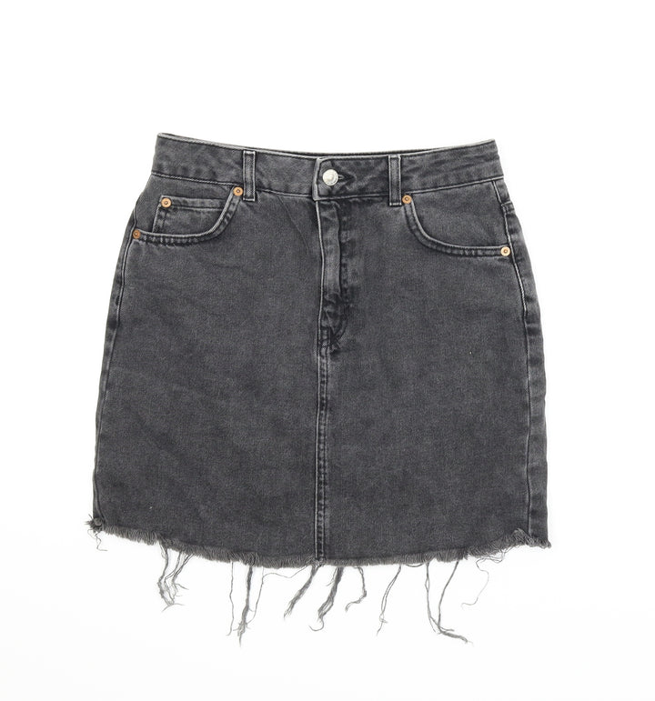 Topshop Womens Grey Denim A-Line Skirt Size 8