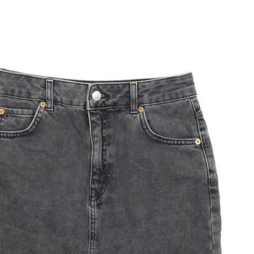 Topshop Womens Grey  Denim A-Line Skirt Size 8