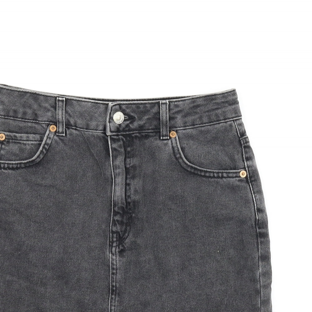 Topshop Womens Grey  Denim A-Line Skirt Size 8