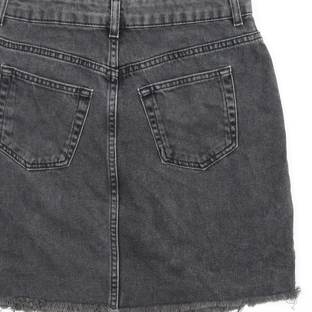 Topshop Womens Grey  Denim A-Line Skirt Size 8