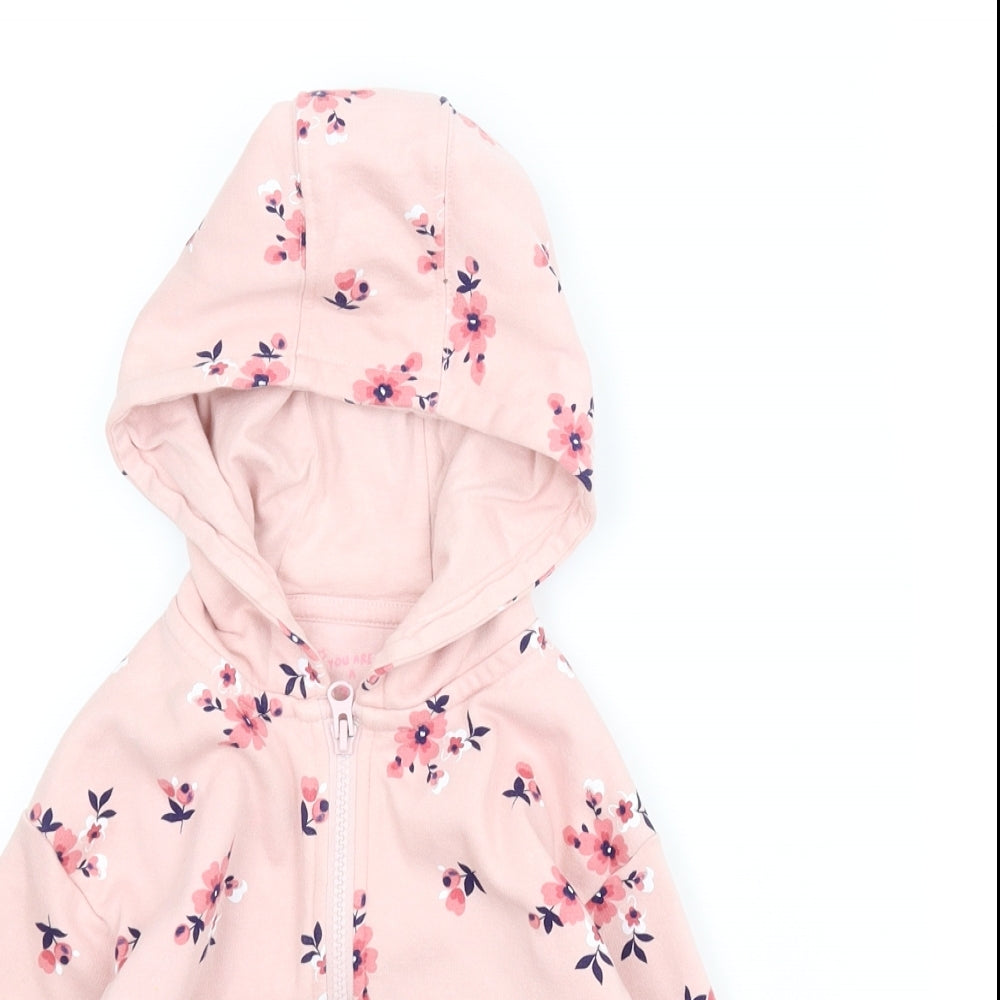 F&F Girls Pink Floral  Full Zip Hoodie Size 2-3 Years