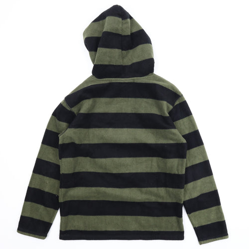 Stuk Boys Green Striped Fleece Pullover Hoodie Size 11-12 Years