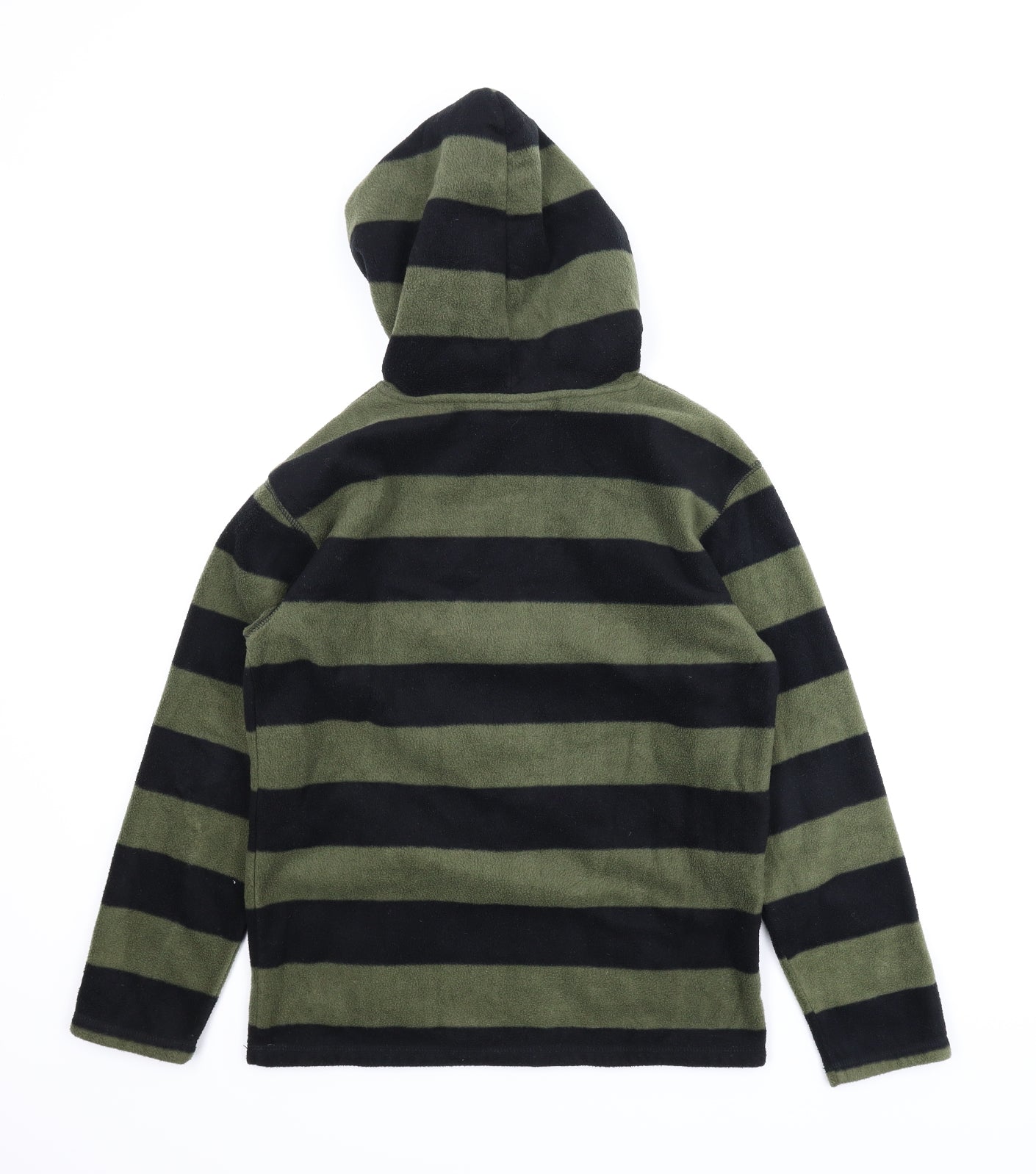 Stuk Boys Green Striped Fleece Pullover Hoodie Size 11-12 Years