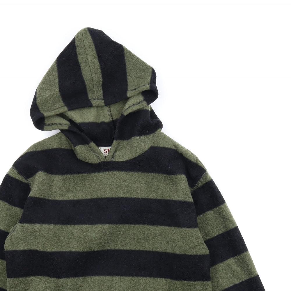 Stuk Boys Green Striped Fleece Pullover Hoodie Size 11-12 Years
