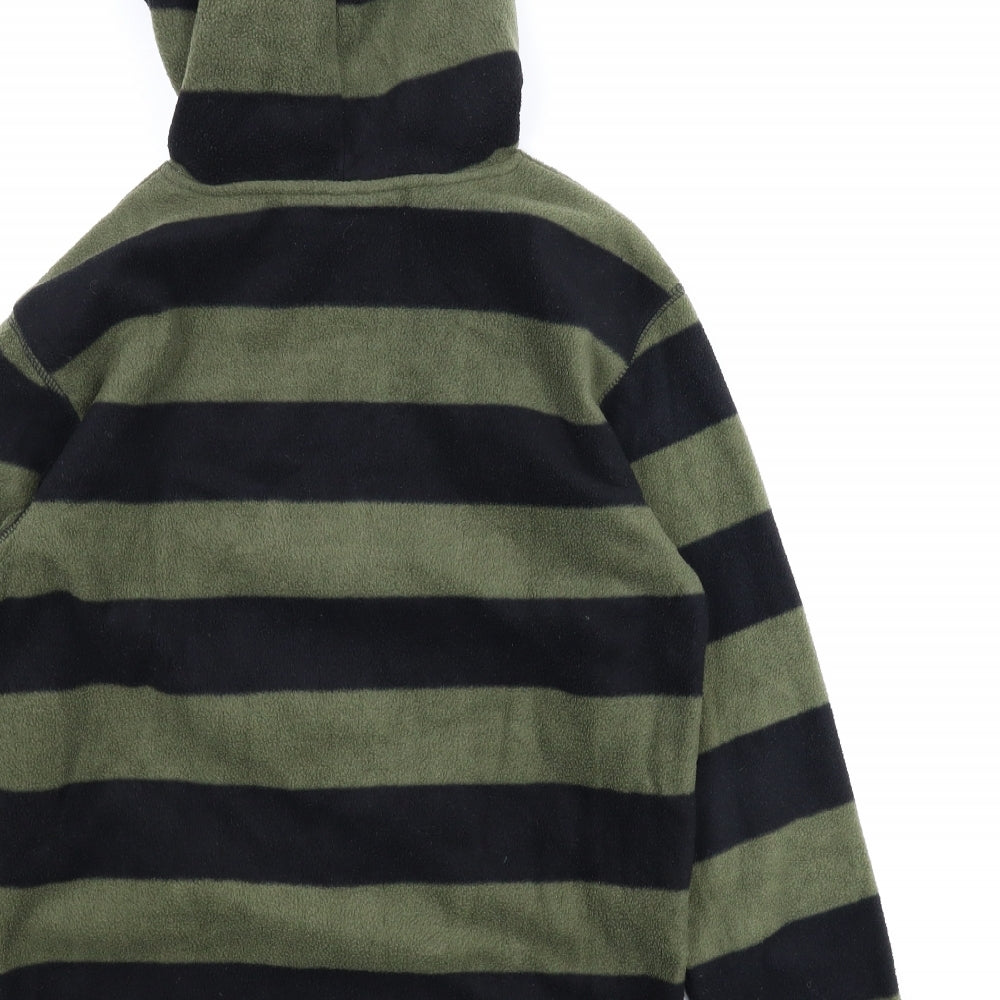 Stuk Boys Green Striped Fleece Pullover Hoodie Size 11-12 Years