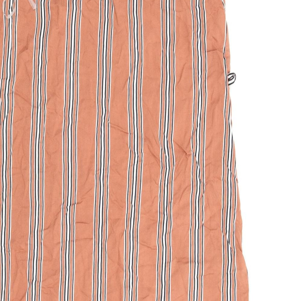 Primark Womens Orange Striped  Skater Dress  Size 14  - Split down sides