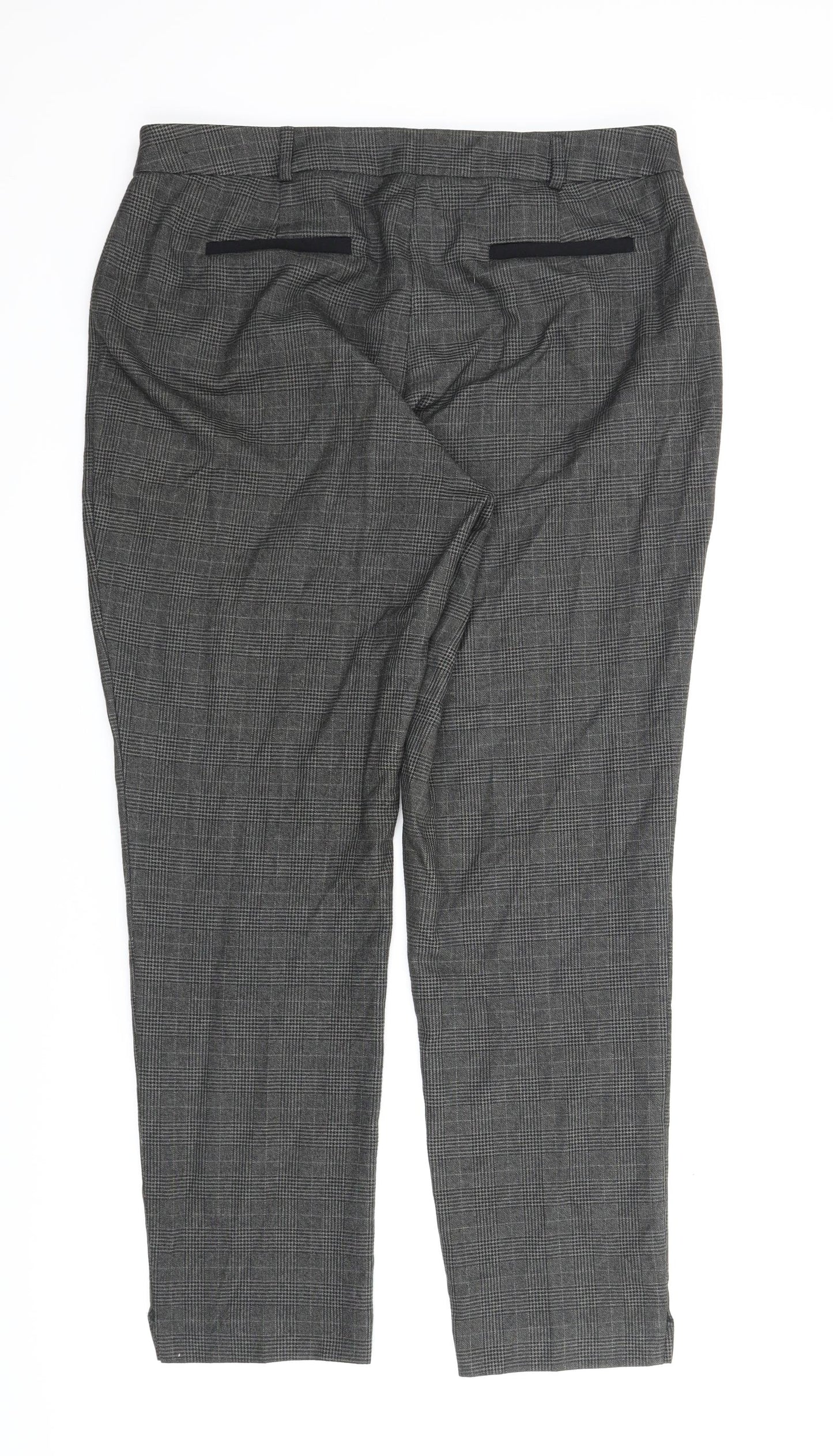 Primark Womens Grey Check  Pedal Pusher Trousers Size 14 L27 in