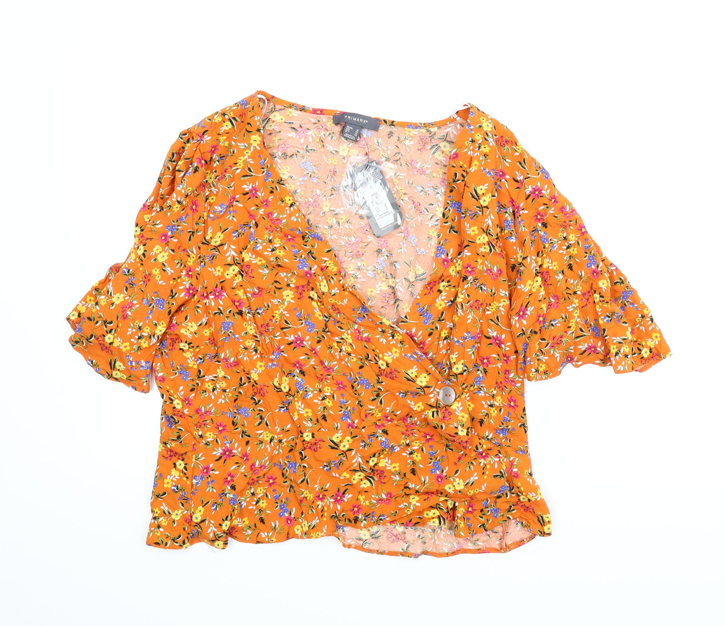 Primark Womens Orange Floral  Basic Blouse Size 18