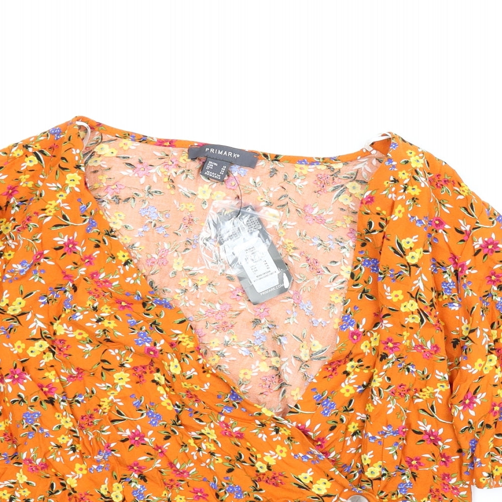Primark Womens Orange Floral  Basic Blouse Size 18