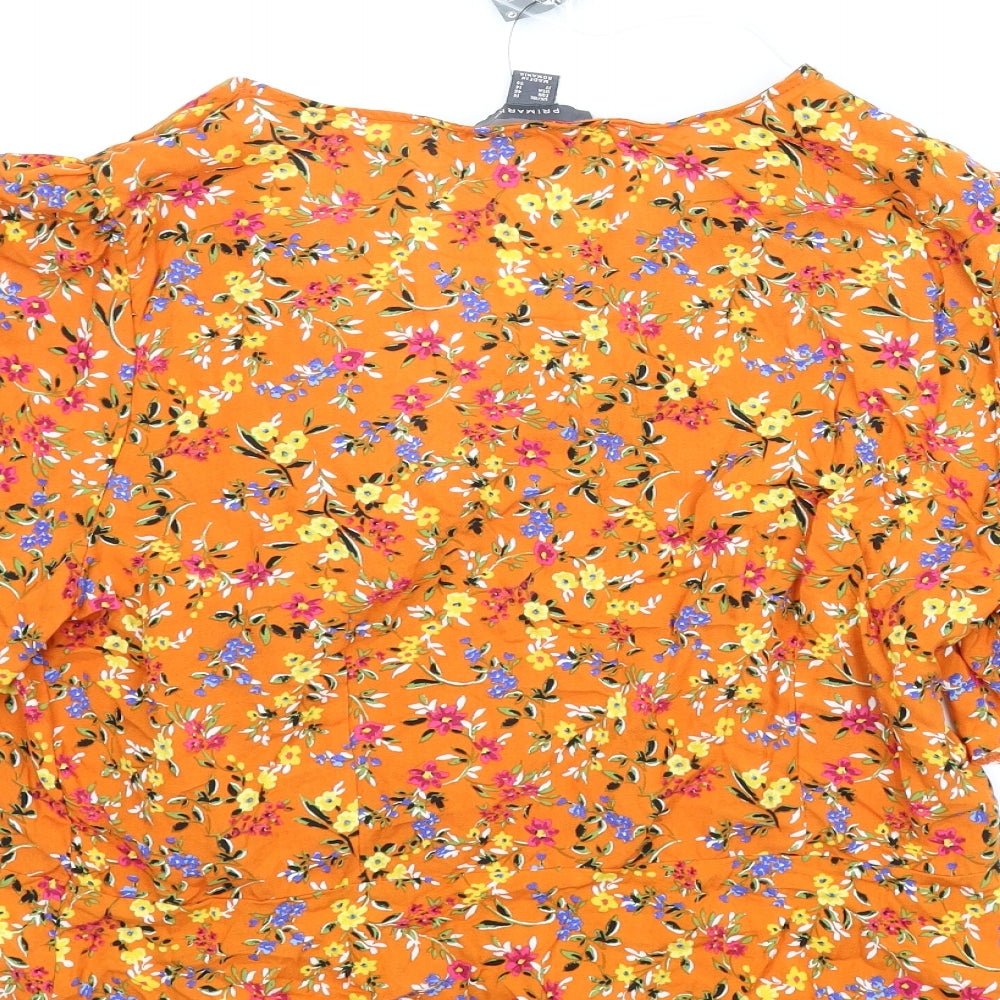 Primark Womens Orange Floral  Basic Blouse Size 18