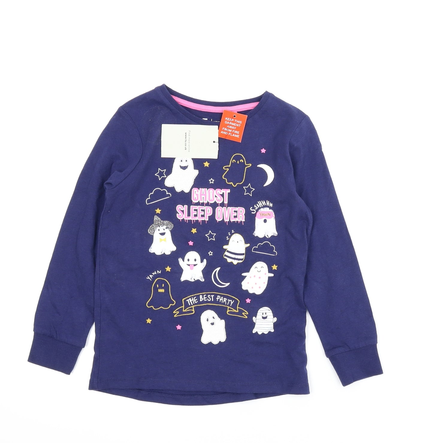 TU Girls Blue Solid  Capri Pyjama Set Size 4-5 Years  - Ghost