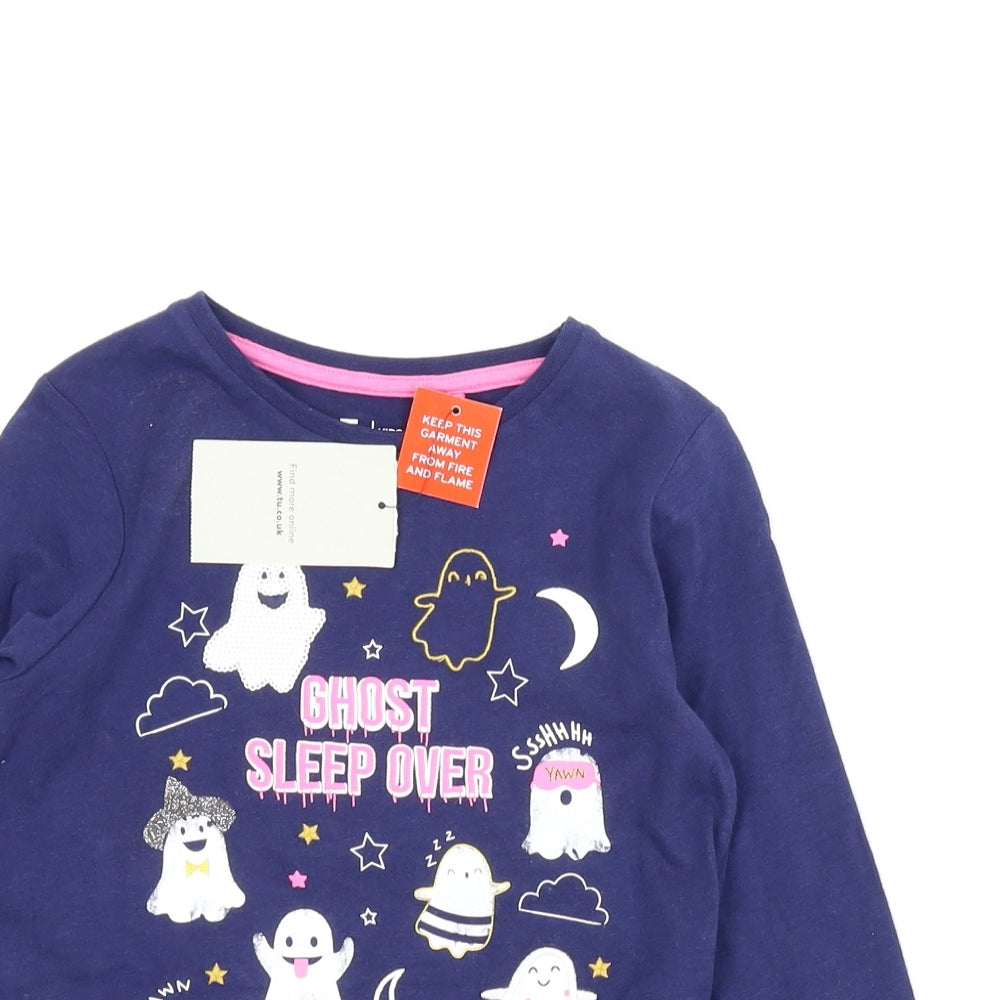 TU Girls Blue Solid  Capri Pyjama Set Size 4-5 Years  - Ghost