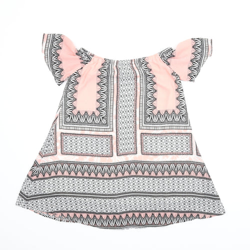 Love & Other things Womens Pink Geometric  Tunic Blouse Size M