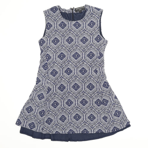 Amber Krystal Womens Blue Argyle/Diamond  A-Line  Size L