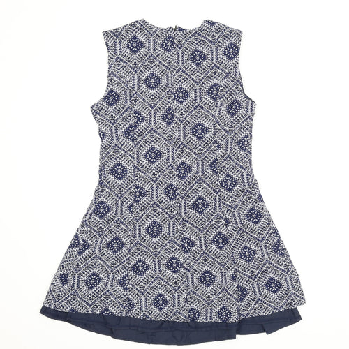 Amber Krystal Womens Blue Argyle/Diamond  A-Line  Size L