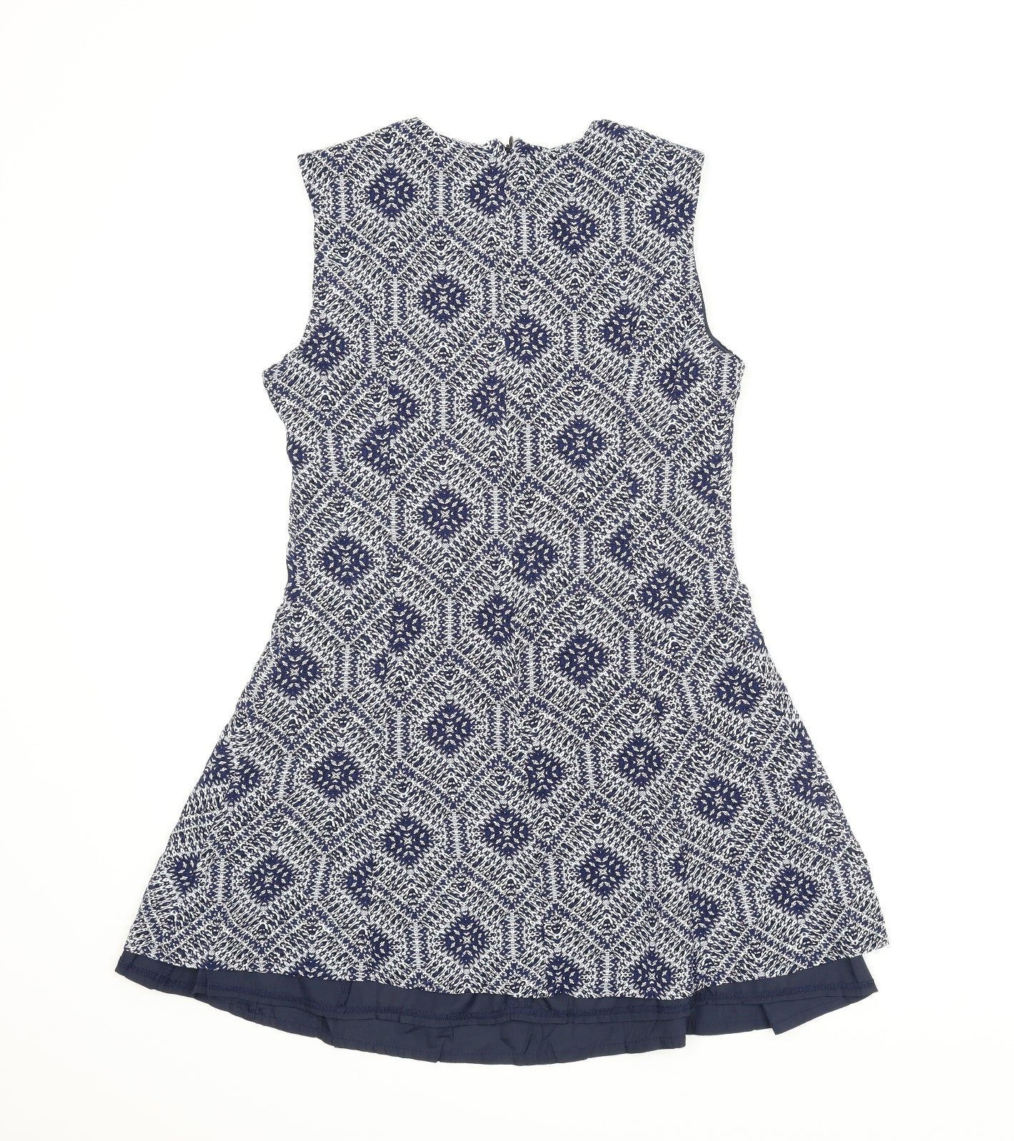 Amber Krystal Womens Blue Argyle/Diamond  A-Line  Size L