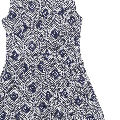Amber Krystal Womens Blue Argyle/Diamond  A-Line  Size L