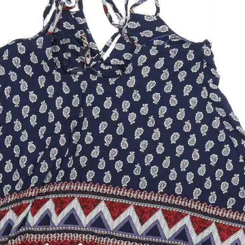 In the Style Womens Blue Paisley  Basic Blouse Size 10